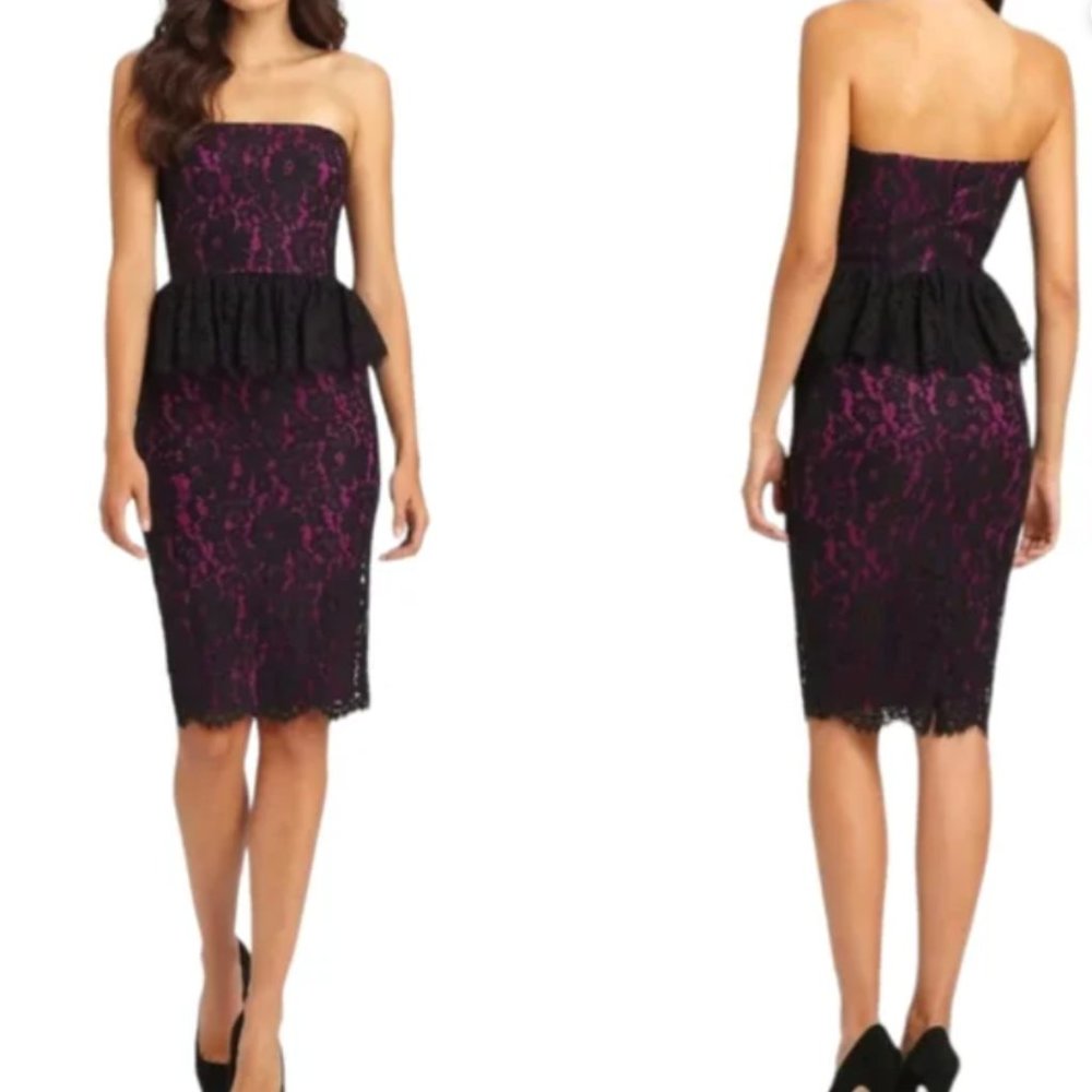 Robert Rodriguez Strapless lace peplum dress